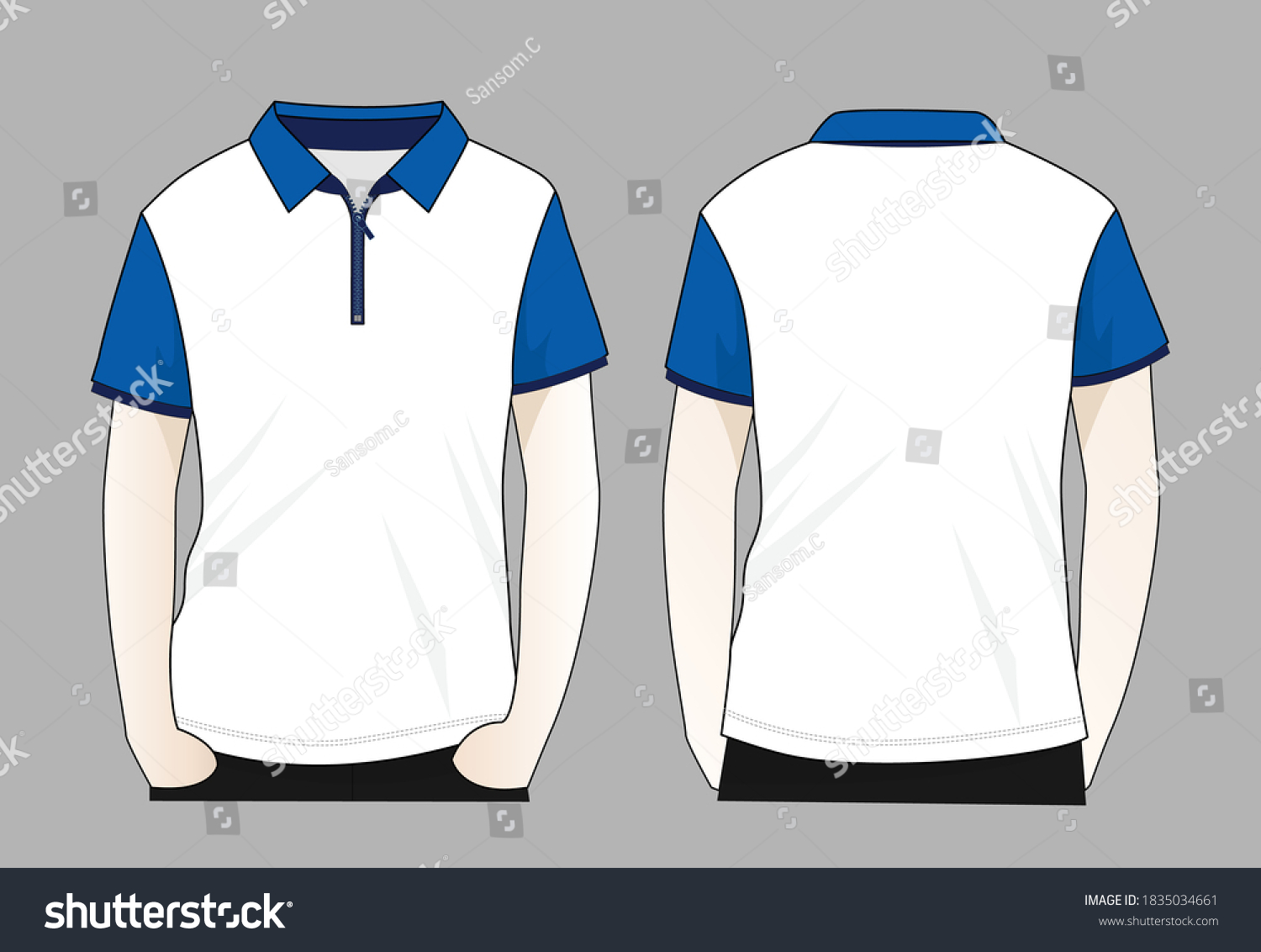 Sport Whiteblue Short Sleeve Polo Shirt Stock Vector (Royalty Free ...