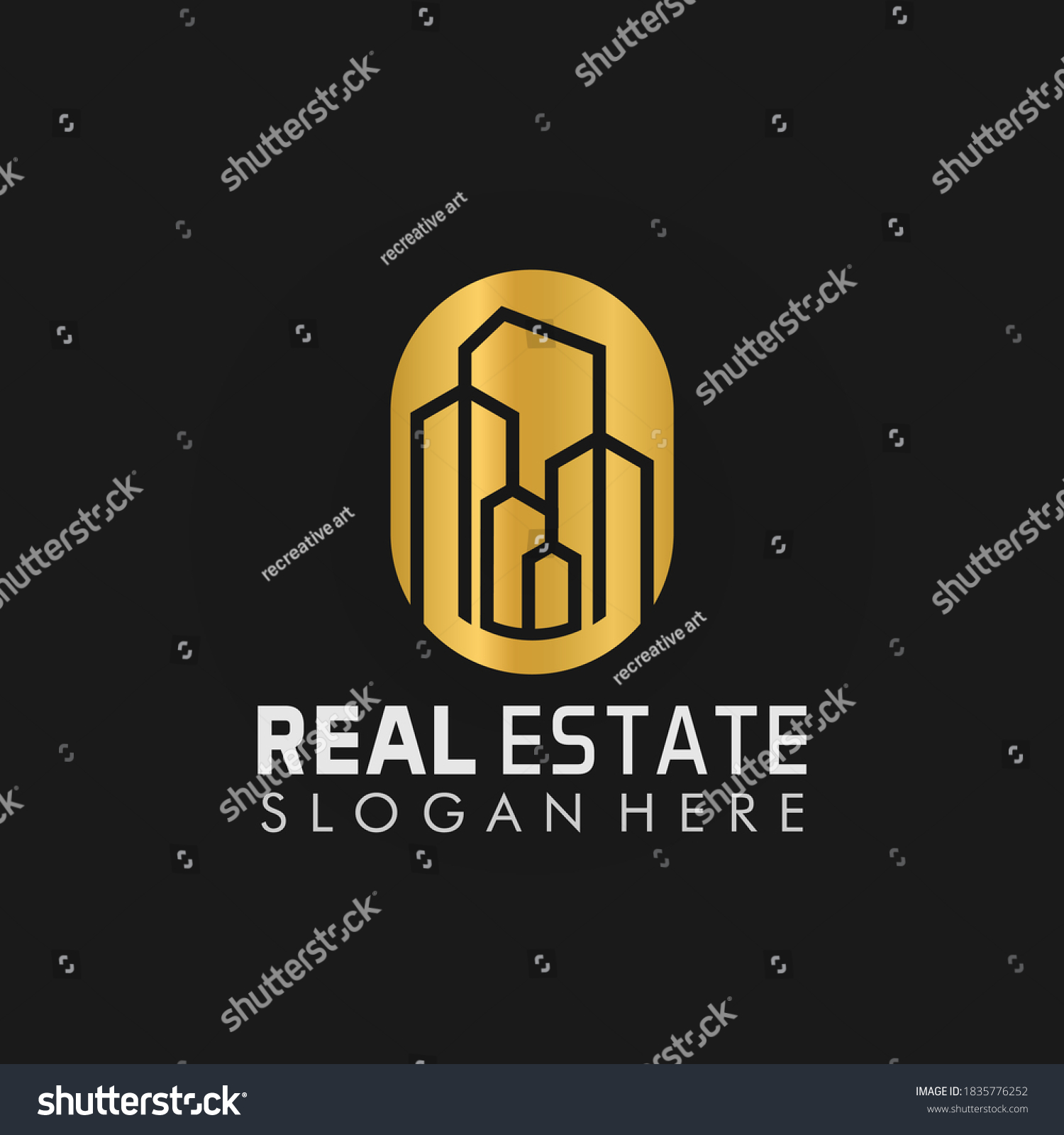 Golden Real Estate Logo Design Symbol Stock Vector (Royalty Free ...