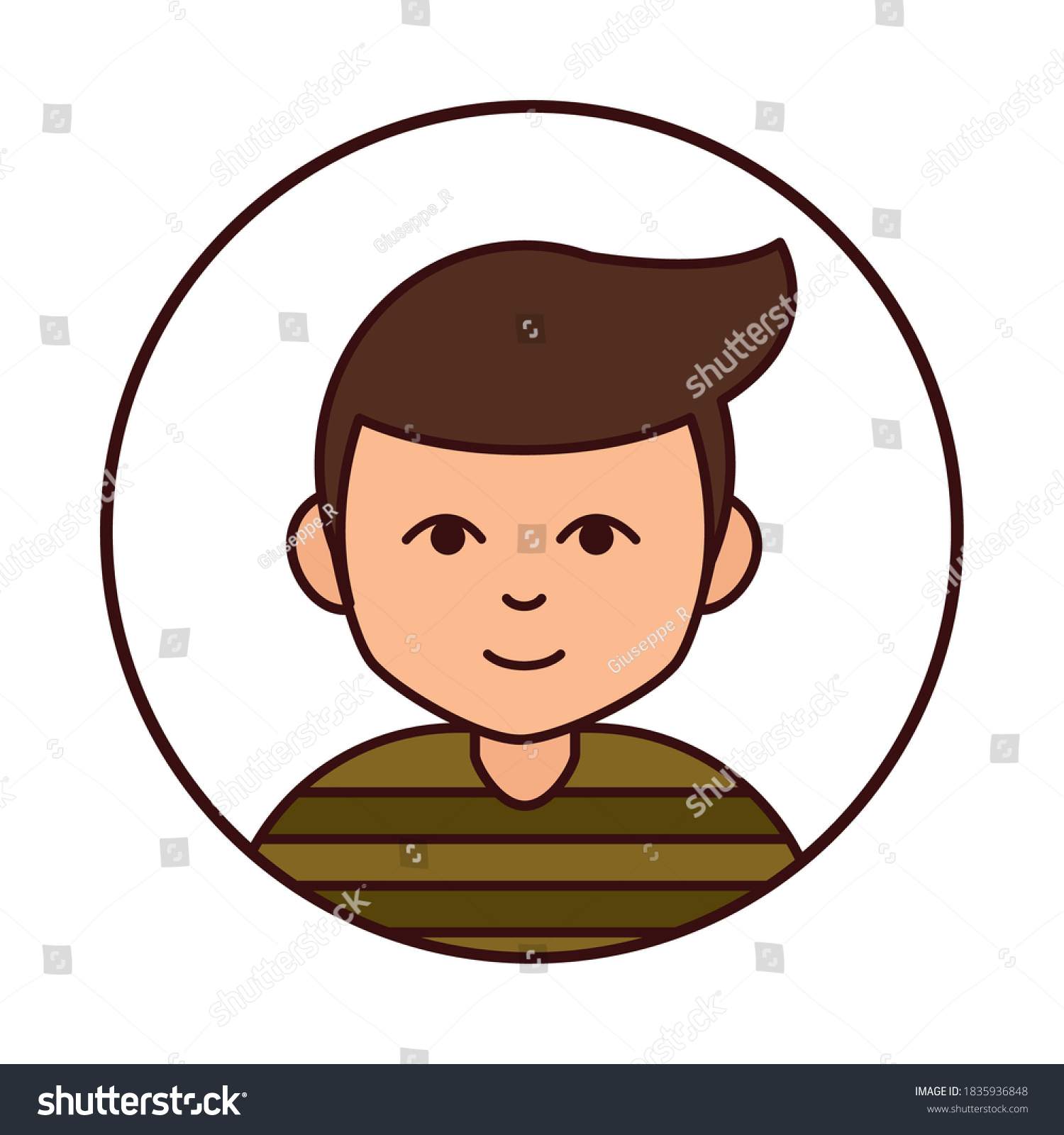 Young Boy Hairstyle Cartoon Character Round Stock Vector (Royalty Free ...