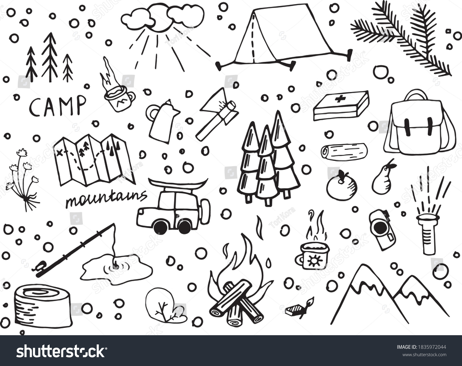 Set Drawings Dedicated Hiking Stock Vector (Royalty Free) 1835972044 ...