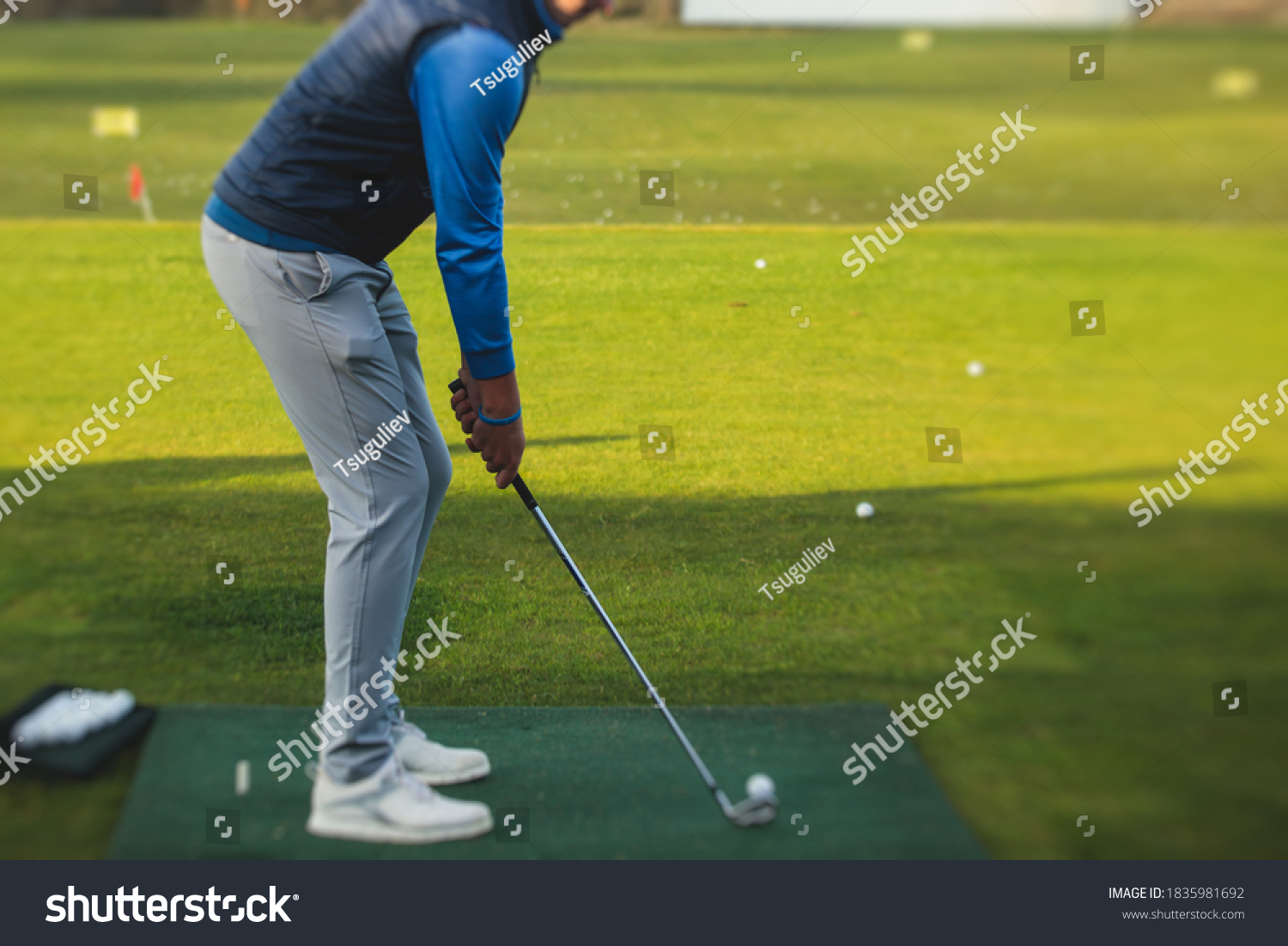 Group Golfers Practicing Training Golf Swing Stock Photo 1835981692 ...