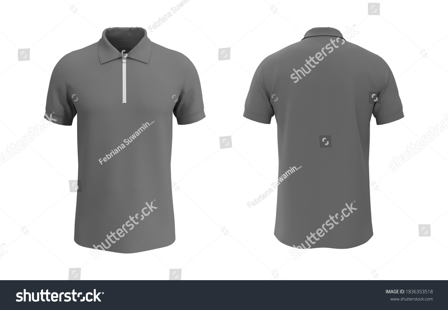 Blank Collared Shirt Half Zip Mockup Stock Illustration 1836353518 ...