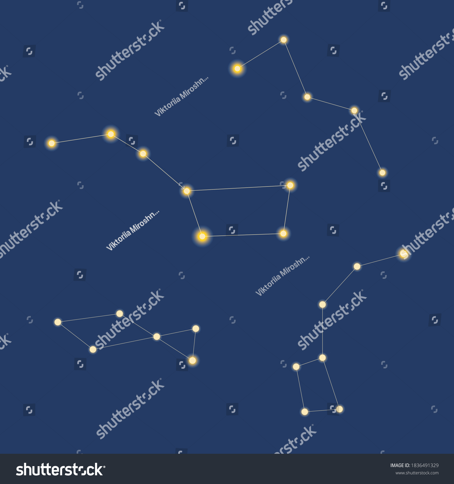 Constellation Ursa Major Ursa Secundaria Cassiopeia Vector De Stock Libre De Regalías 3675