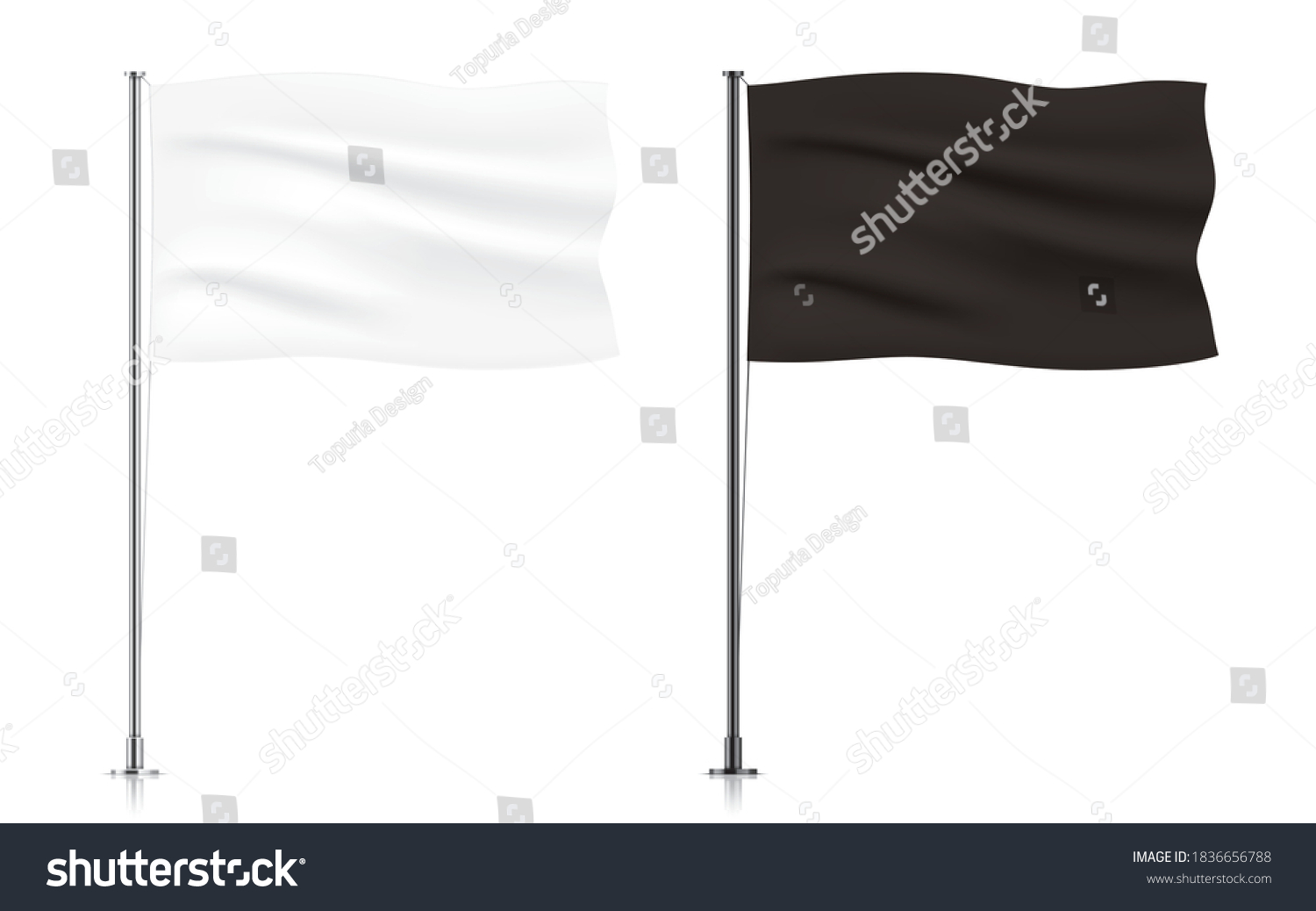 Set White Black Waving Flag Templates Stock Vector (royalty Free 