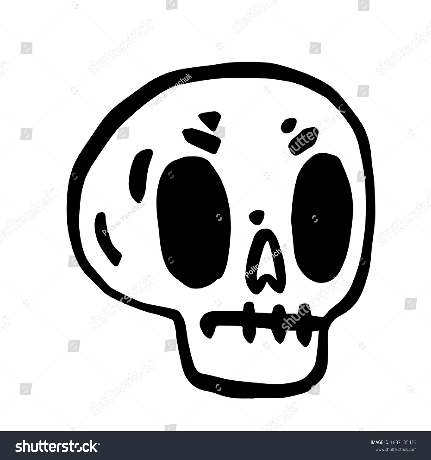 Hand Drawn Cartoon Skull Funny Cartoon Stock Vector (Royalty Free ...