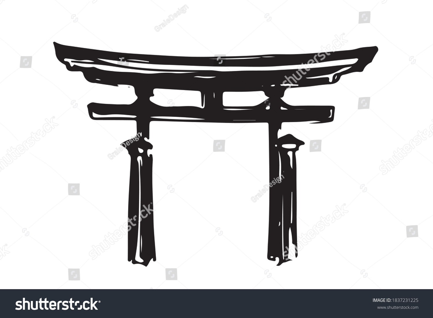 Japan Gate Hand Drawn Illustrations Vector Stock Vector (Royalty Free ...