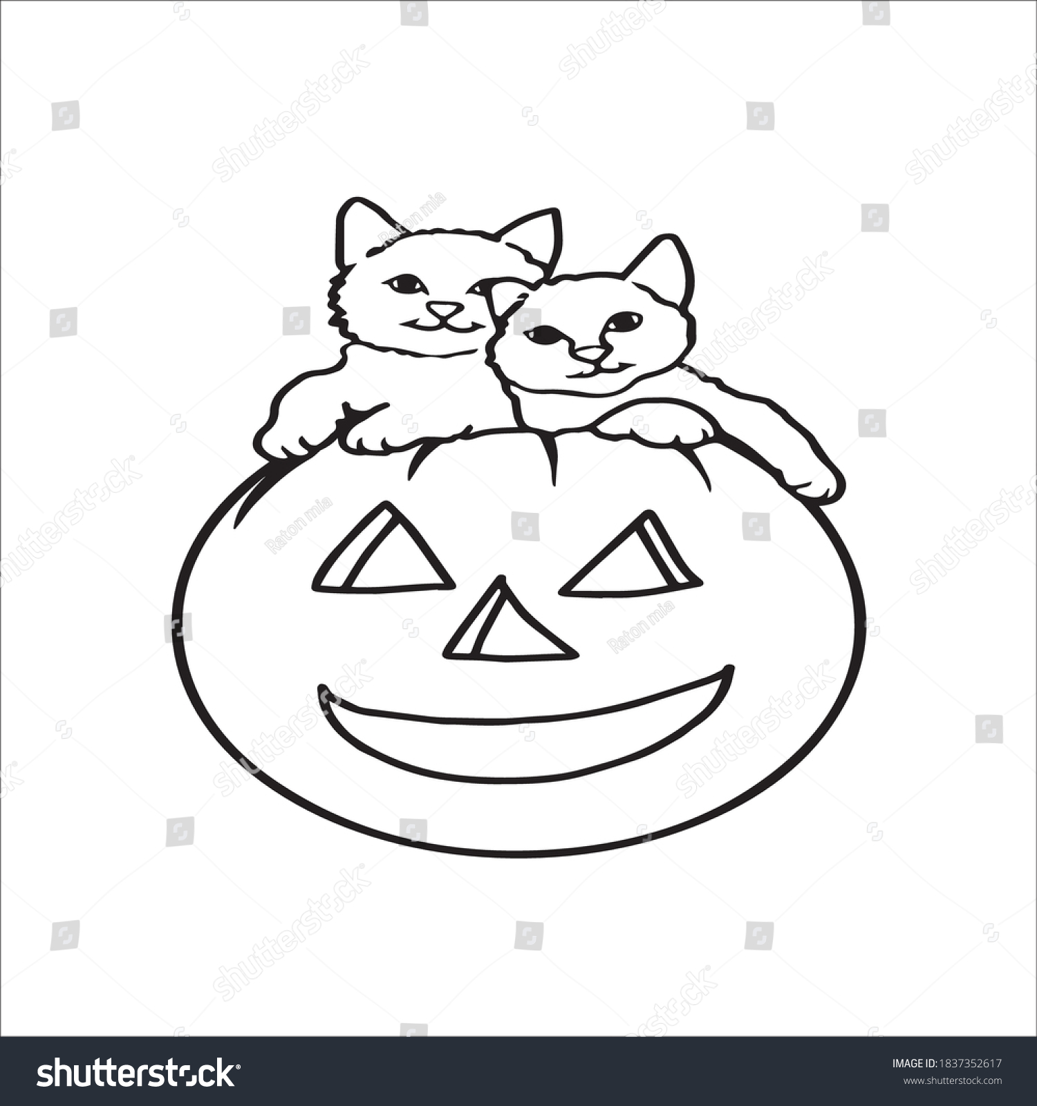 Pumpkin Ghosts Halloween Coloring Page Stock Vector (Royalty Free