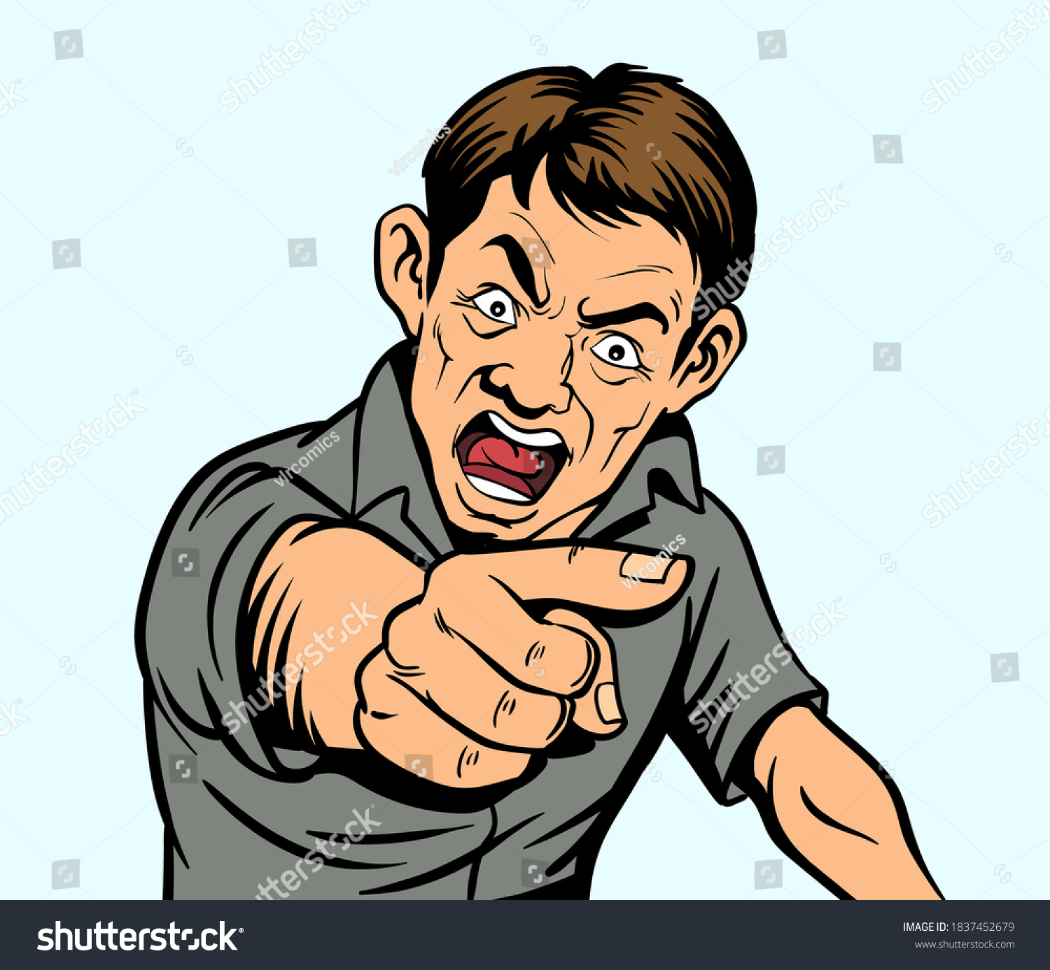 Man Angry Pointing His Finger Hand Stock Vector (Royalty Free ...