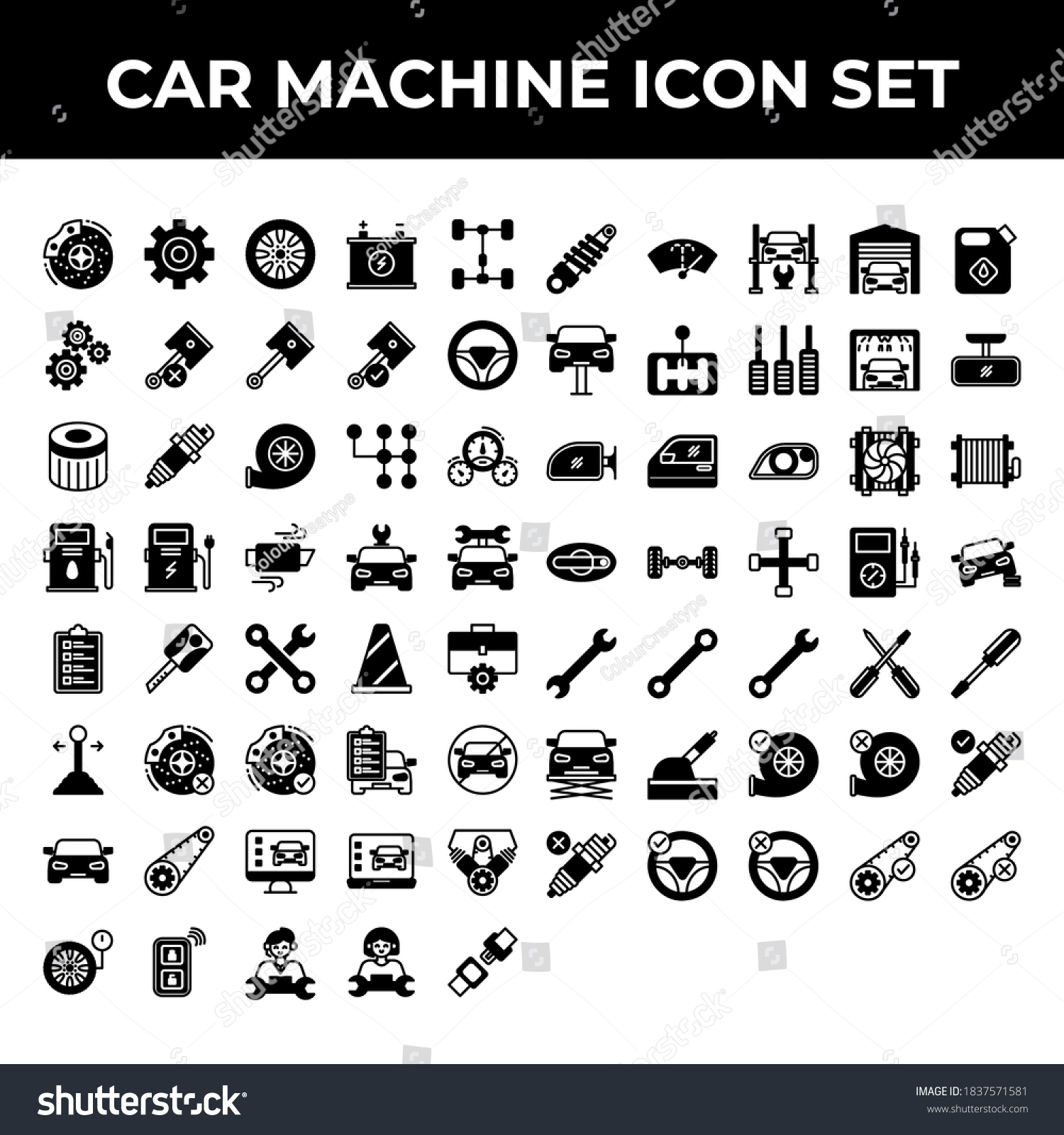 Car Machine Icon Set Include Brake Stock Vector (royalty Free 