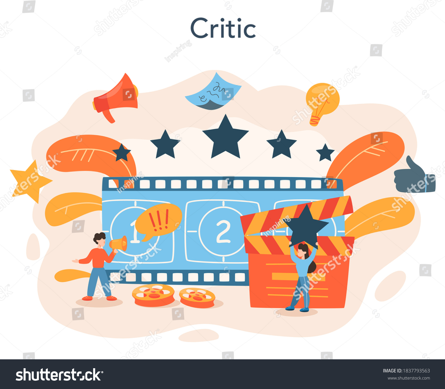 Professional Critic Concept Journalist Making Review Stock Vector ...