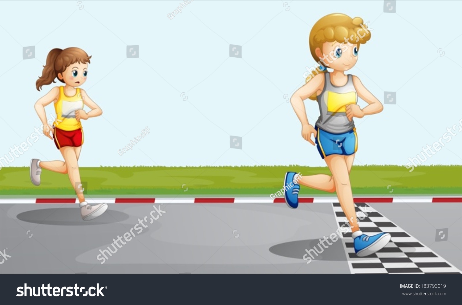 Illustration Two Girls Racing Stock Vector (Royalty Free) 183793019 ...