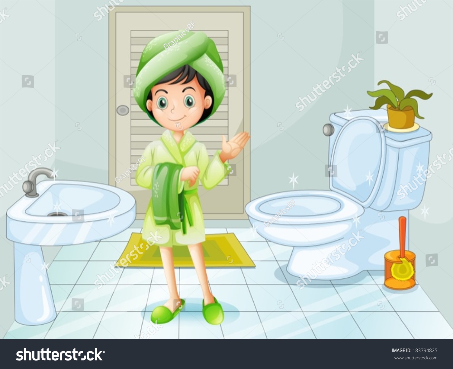 Illustration Fresh Young Girl Bathroom Stock Vector (Royalty Free ...