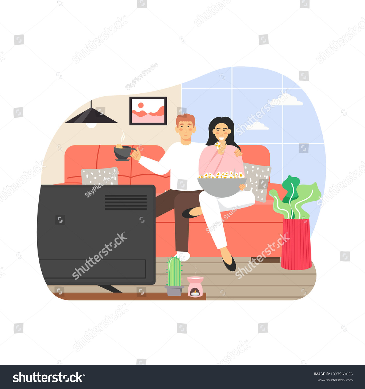 Happy Family Couple Spending Free Time Stock Vector (Royalty Free ...