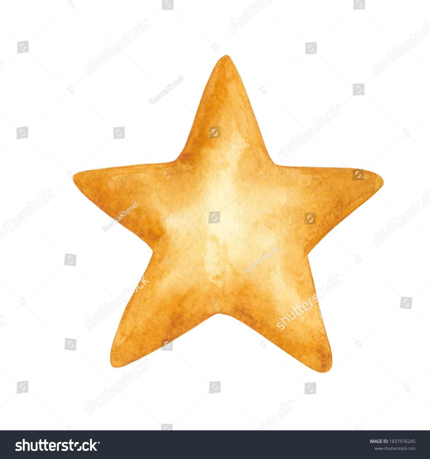 Watercolor Hand Drawn Gold Star Illustration Stock Illustration ...