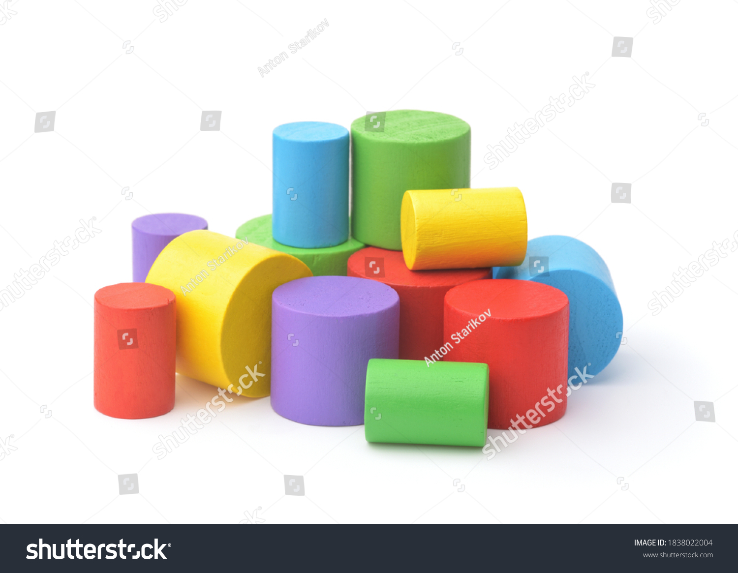 Group Colorful Wooden Toy Cylinders Isolated Stock Photo 1838022004 ...