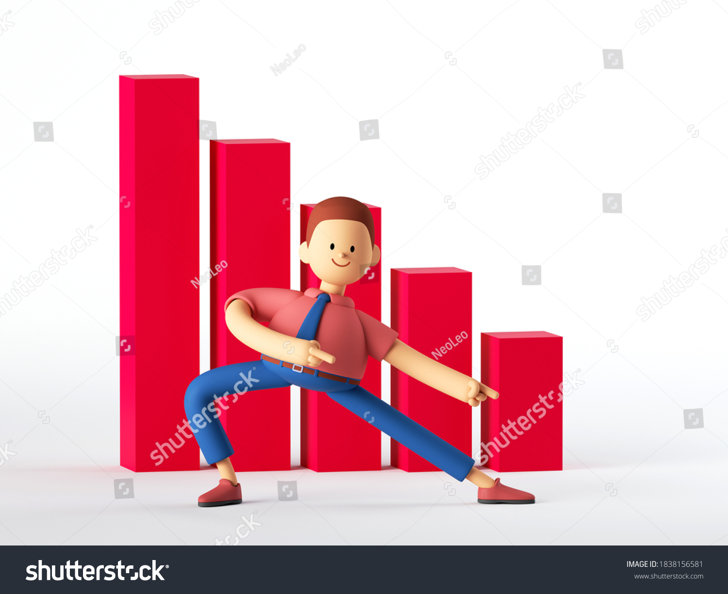 Ilustrasi Stok 3d Render Man Cartoon Character Decreasing 1838156581 Shutterstock 5184