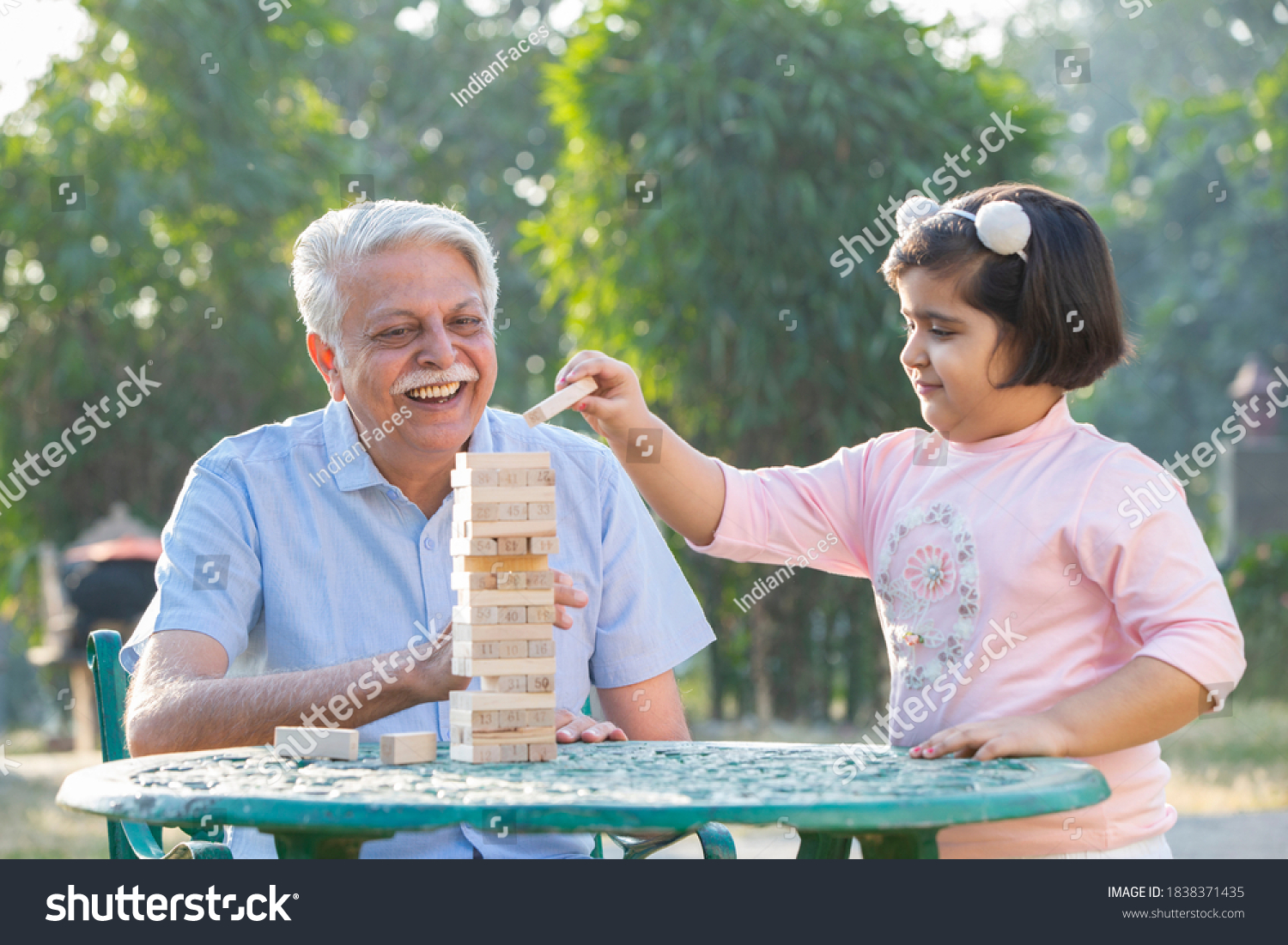 Grand Father Grand Daughter Play Stacking Stock Photo 1838371435 ...