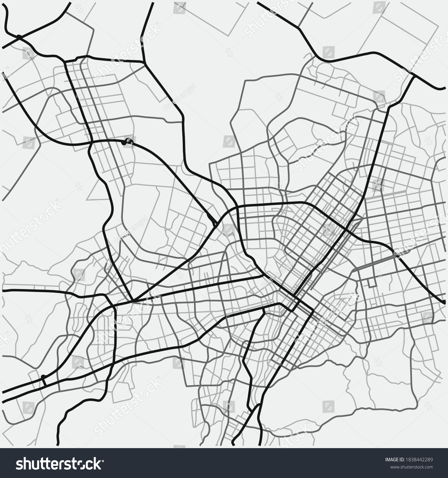 Abstract City Navigation Map Lines Streets Stock Vector (Royalty Free