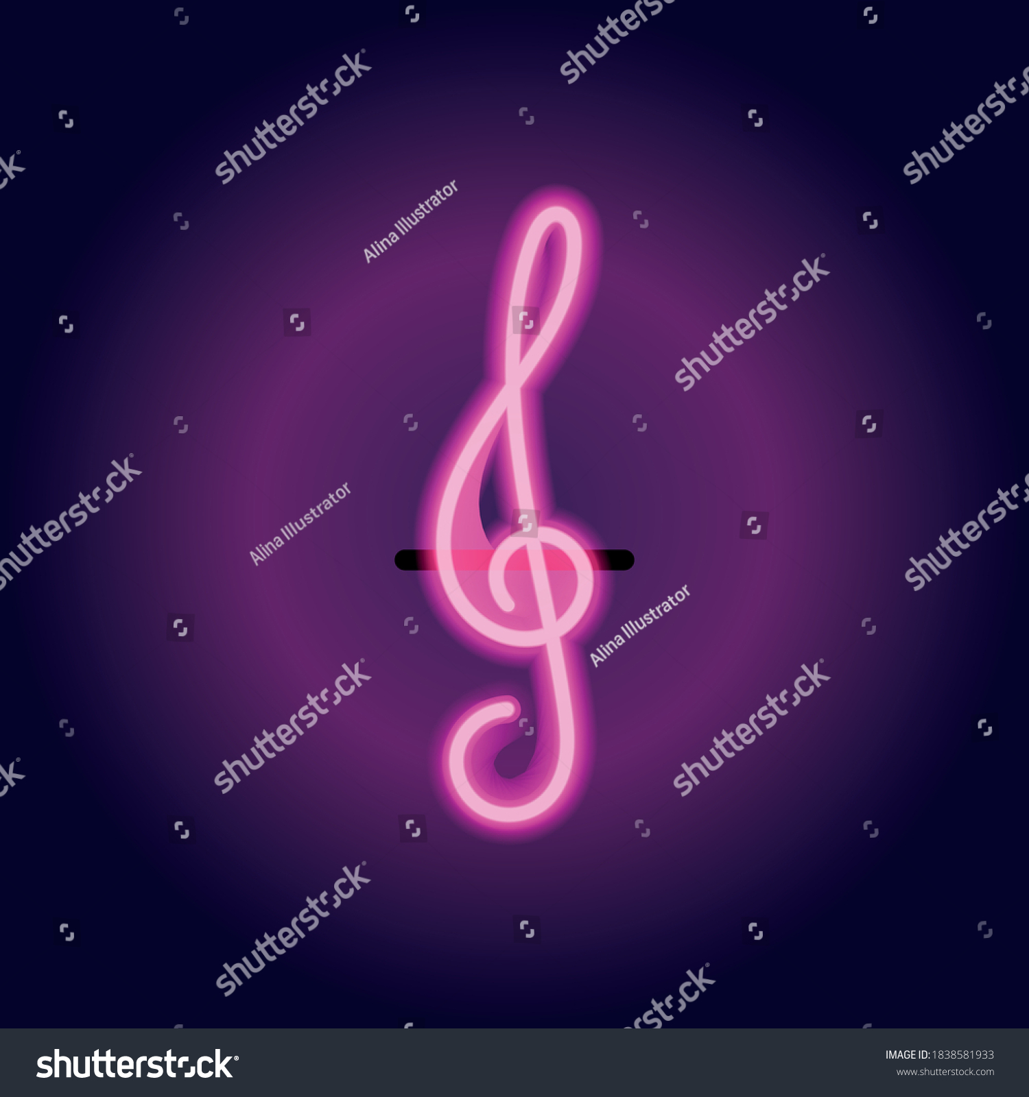 Vector Graphics Treble Clef Neon Sign Stock Vector (Royalty Free ...