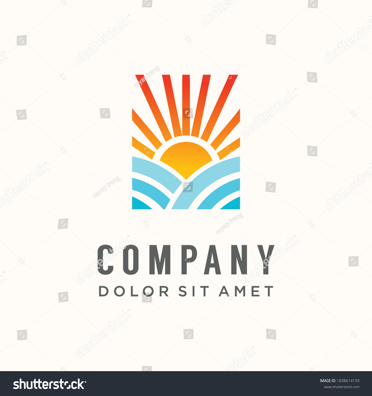 Sunrise Wave Sun Logo Sign Design Stock Vector (royalty Free 