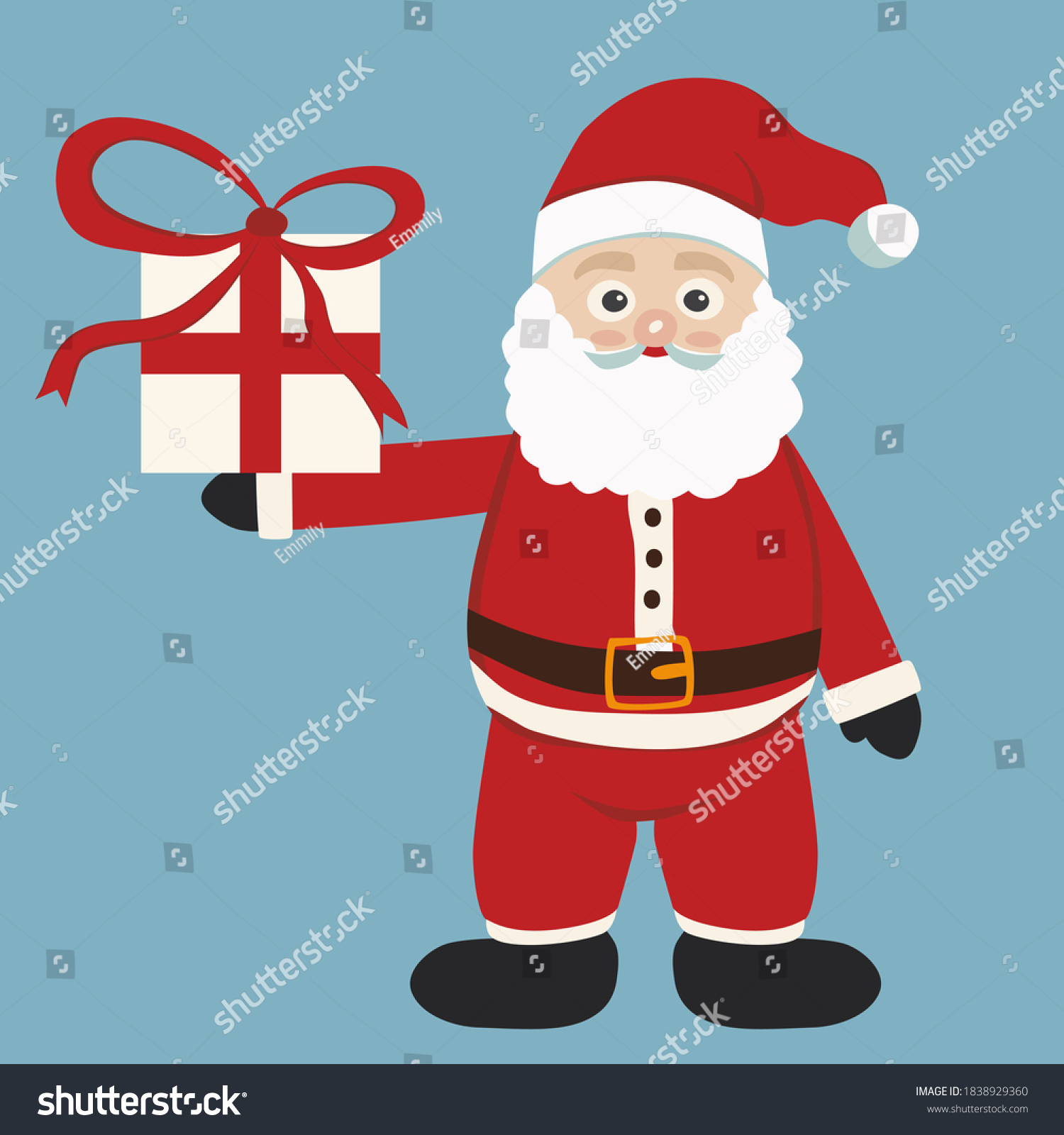 Cute Santa Claus Present Box Red Stock Vector (Royalty Free) 1838929360 ...