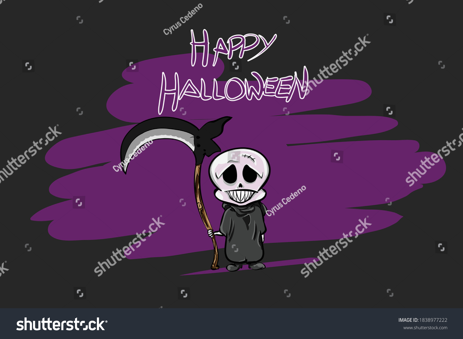 Baby Grim Reaper Holding Scythe Halloween Stock Vector (Royalty Free ...