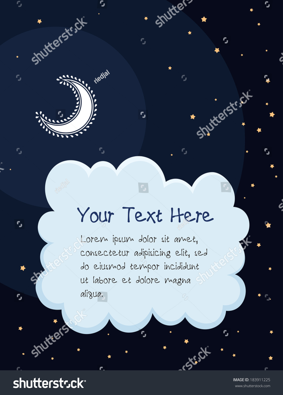 Starry Night Crescent Cartoon Background Suitable Stock Vector (Royalty ...