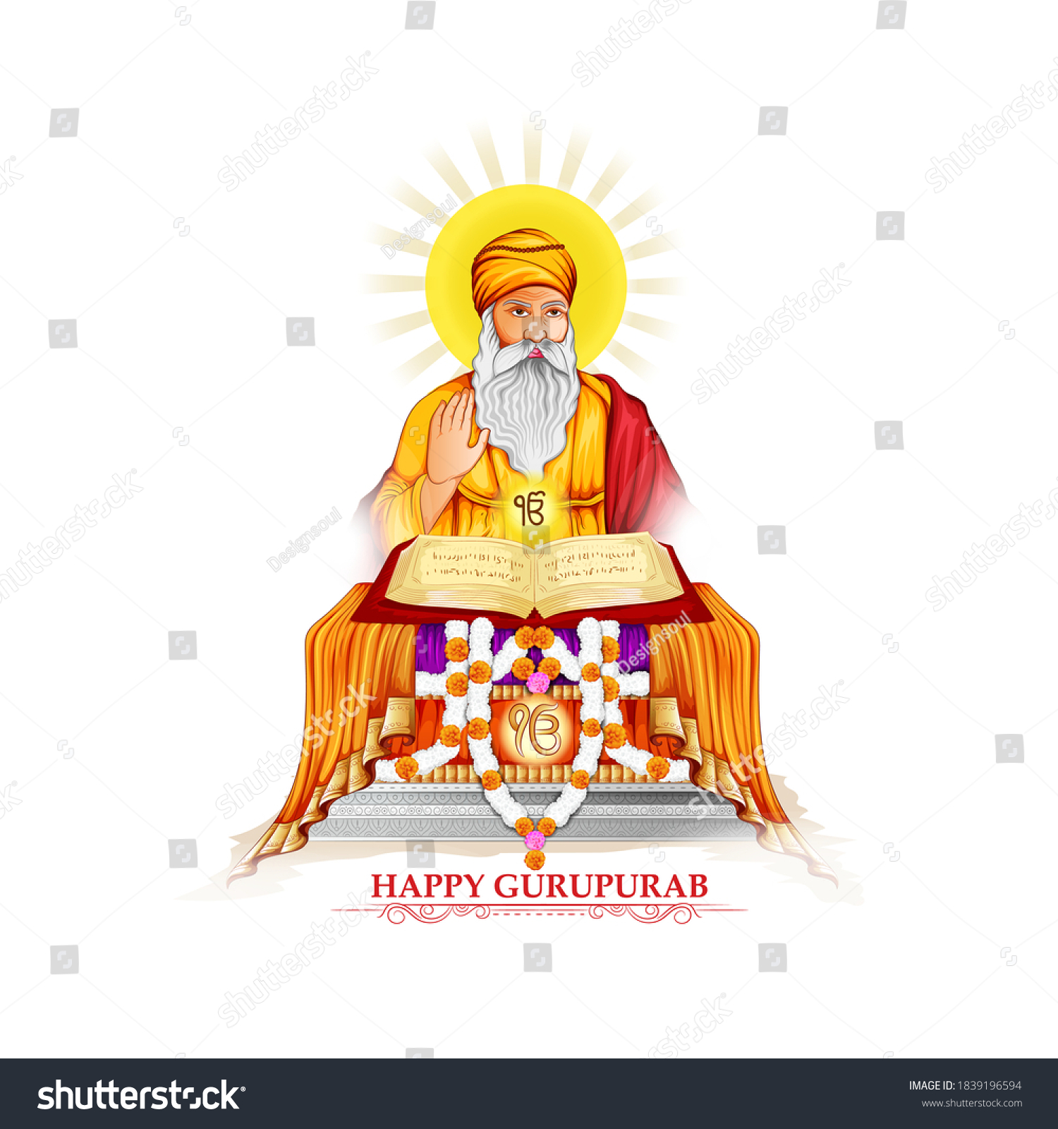 Illustration Guru Nanak Jayanti Celebrating Birthday Stock Vector ...