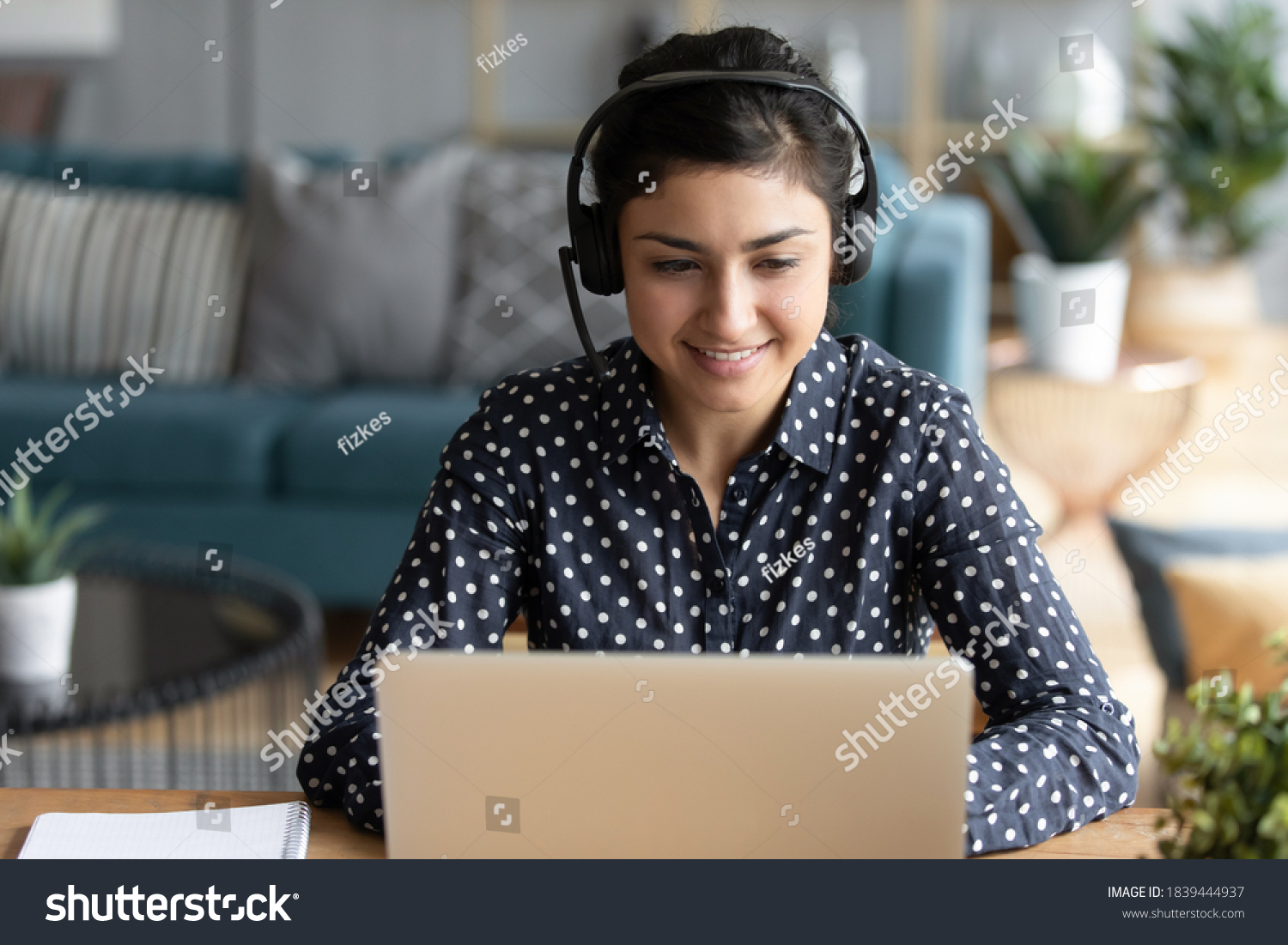 Attractive Indian Woman Sit Homeoffice Room Stock Photo 1839444937 ...