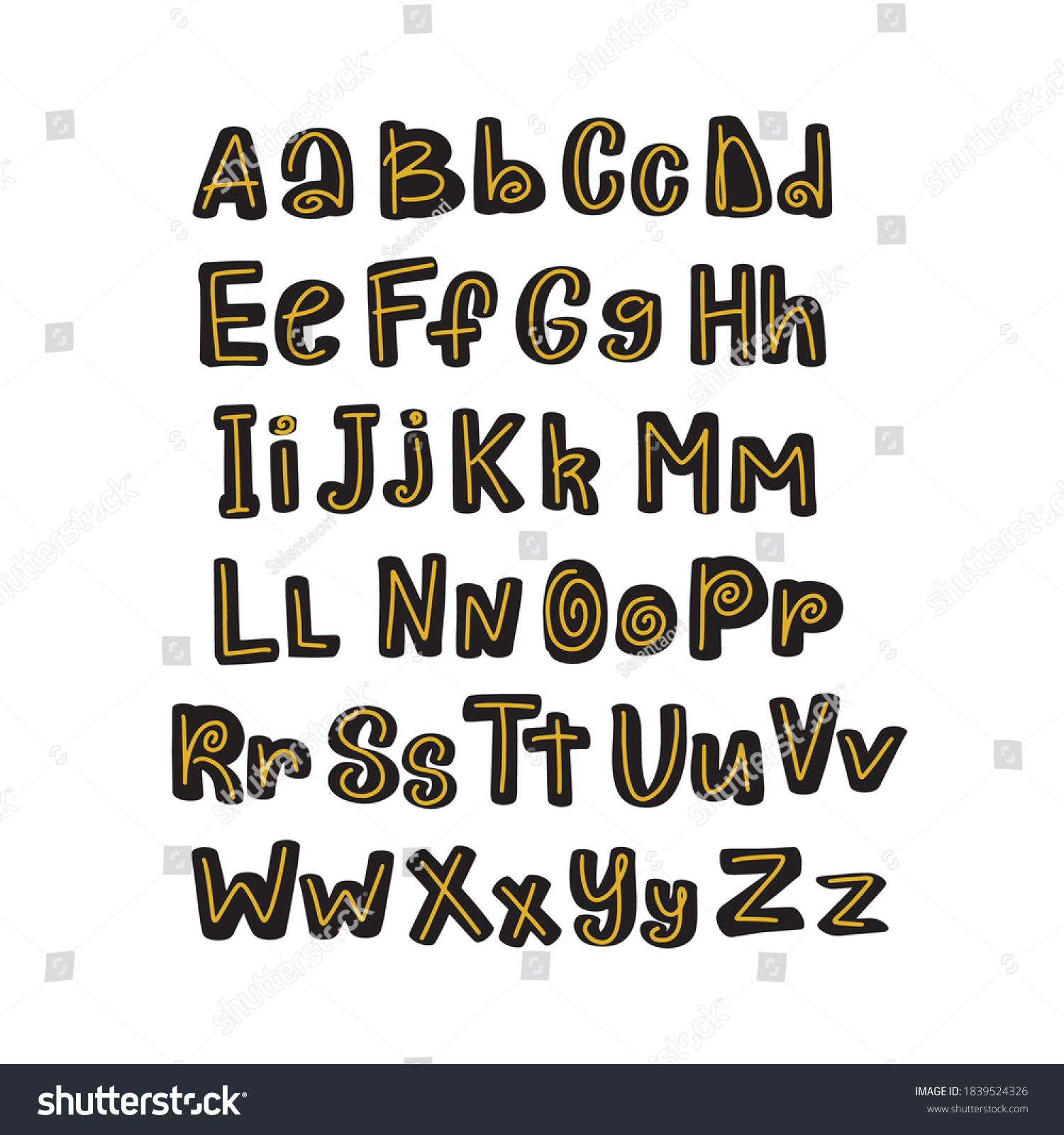 English Alphabet Lettering Vector Handwritten Brush Stock Vector ...