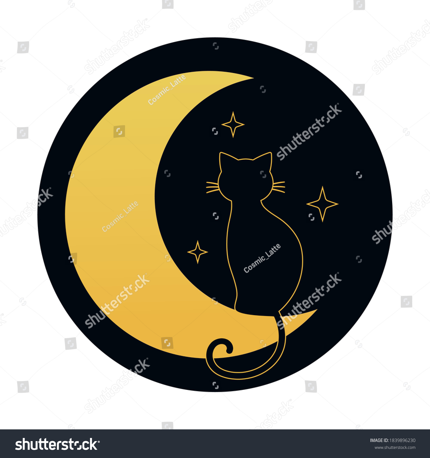 Cat Sitting On Crescent Moon Vector Stock Vector (Royalty Free ...