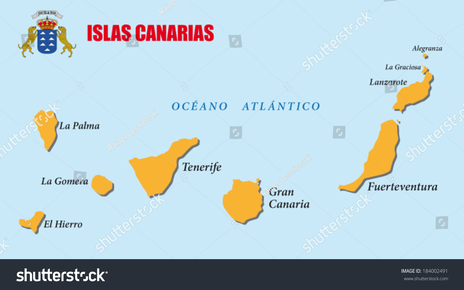 Canary Islands Map Stock Vector (Royalty Free) 184002491 | Shutterstock