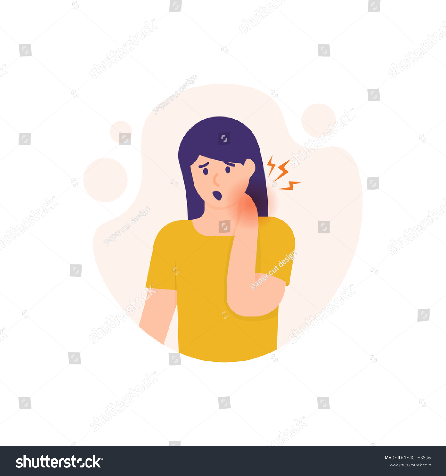 Illustration Woman Holding Her Neck Because Stock Vector (Royalty Free ...