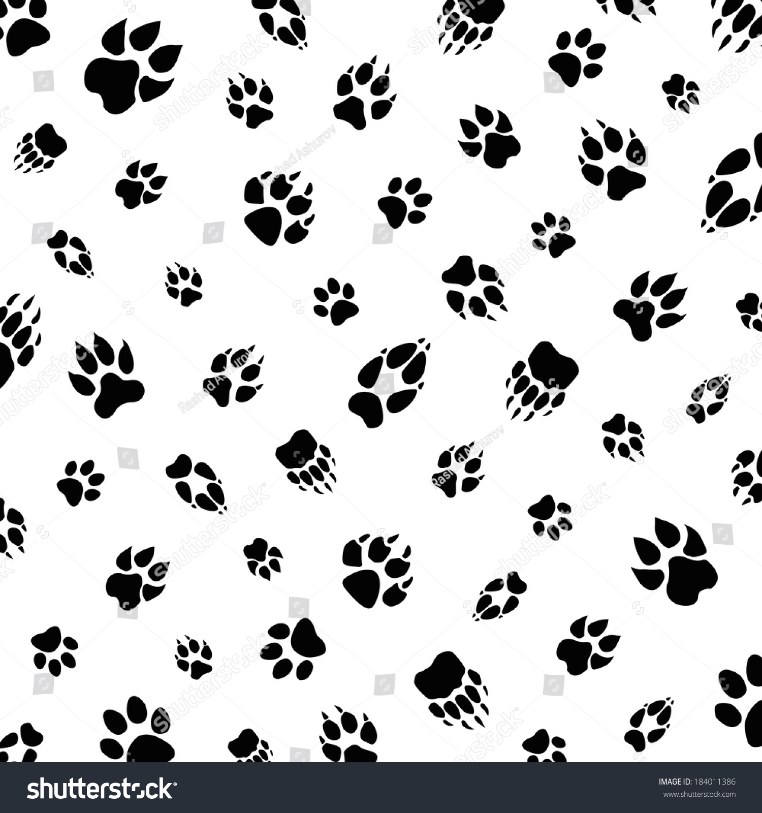 Animal Footprint Pattern White Background Stock Vector (Royalty Free ...