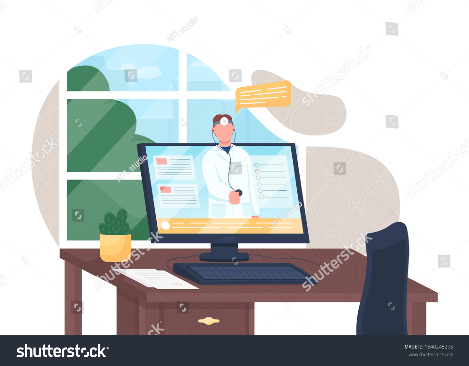 Online Doctor Flat Concept Vector Illustration Stock Vector (Royalty ...