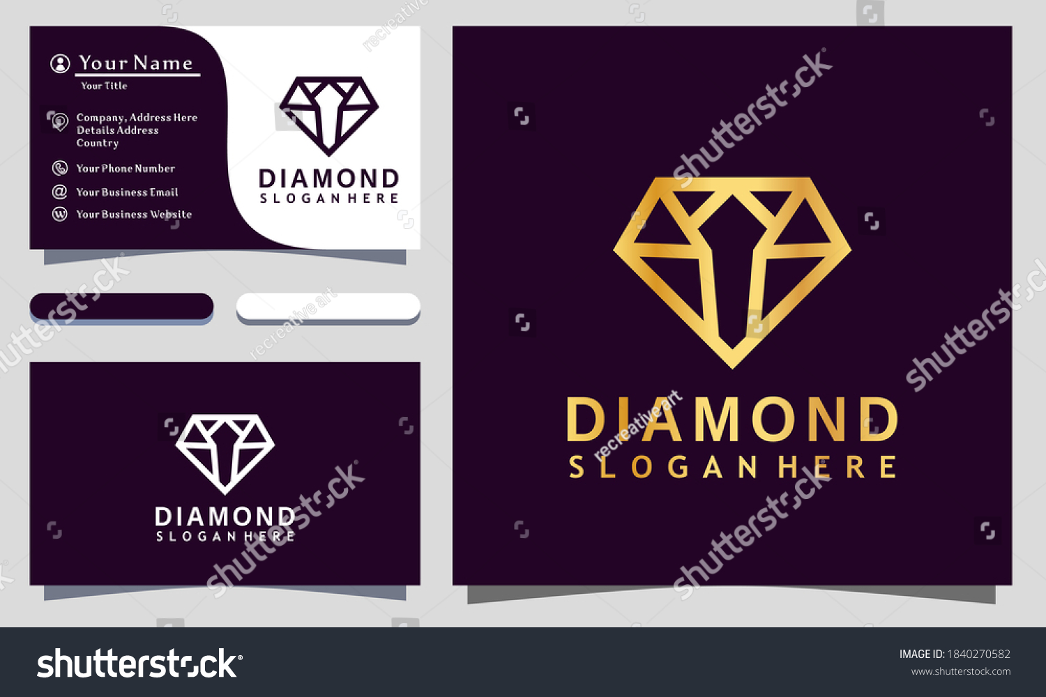 Golden Diamond Jewelry Logo Design Vector Stock Vector (Royalty Free ...