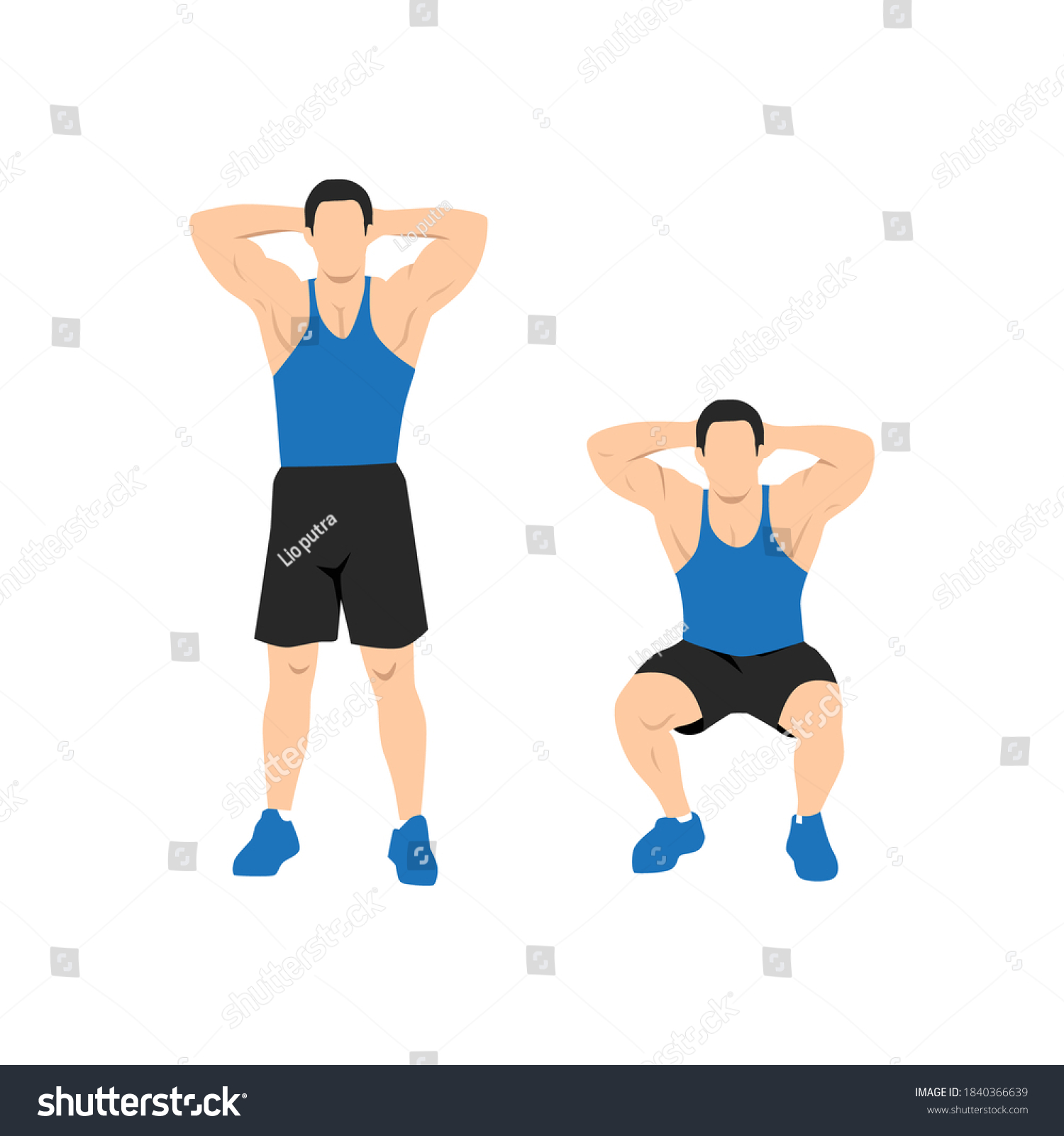 Bodyweight Squat Young Man Doing Sport Stock Vector (Royalty Free ...