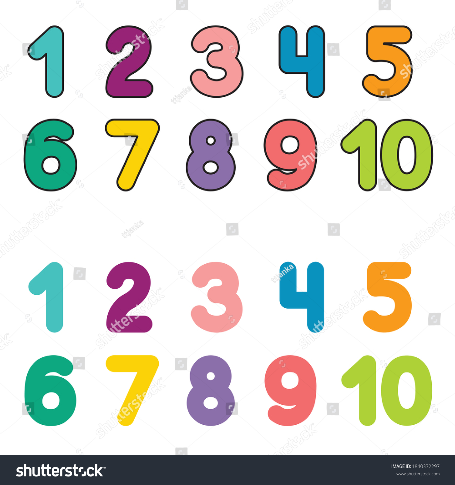 Funny Children Font Color Numbers Colorful Stock Vector (Royalty Free ...