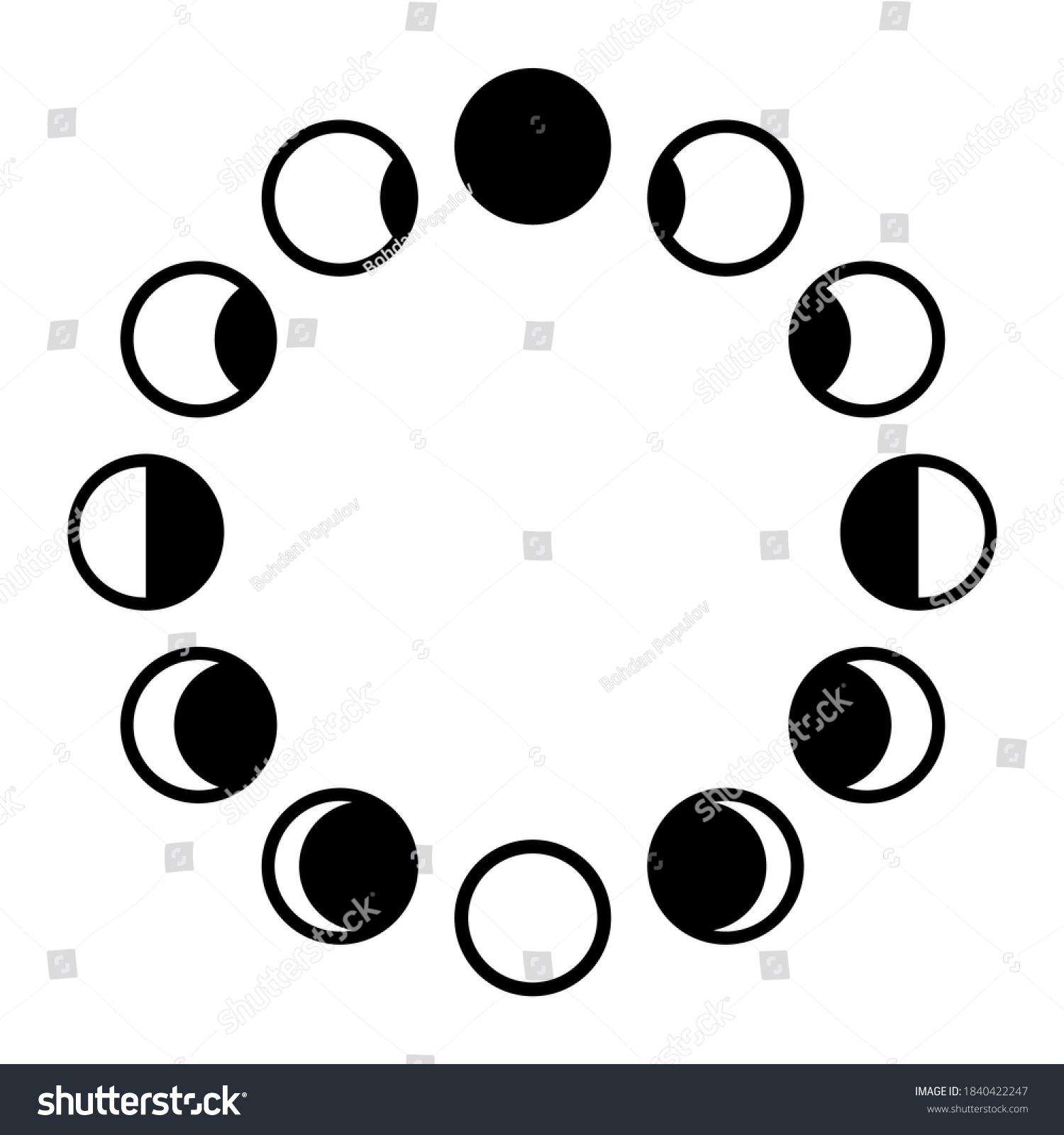 Moon Phases Astronomy Isolated On Backround Stock Vector (Royalty Free ...