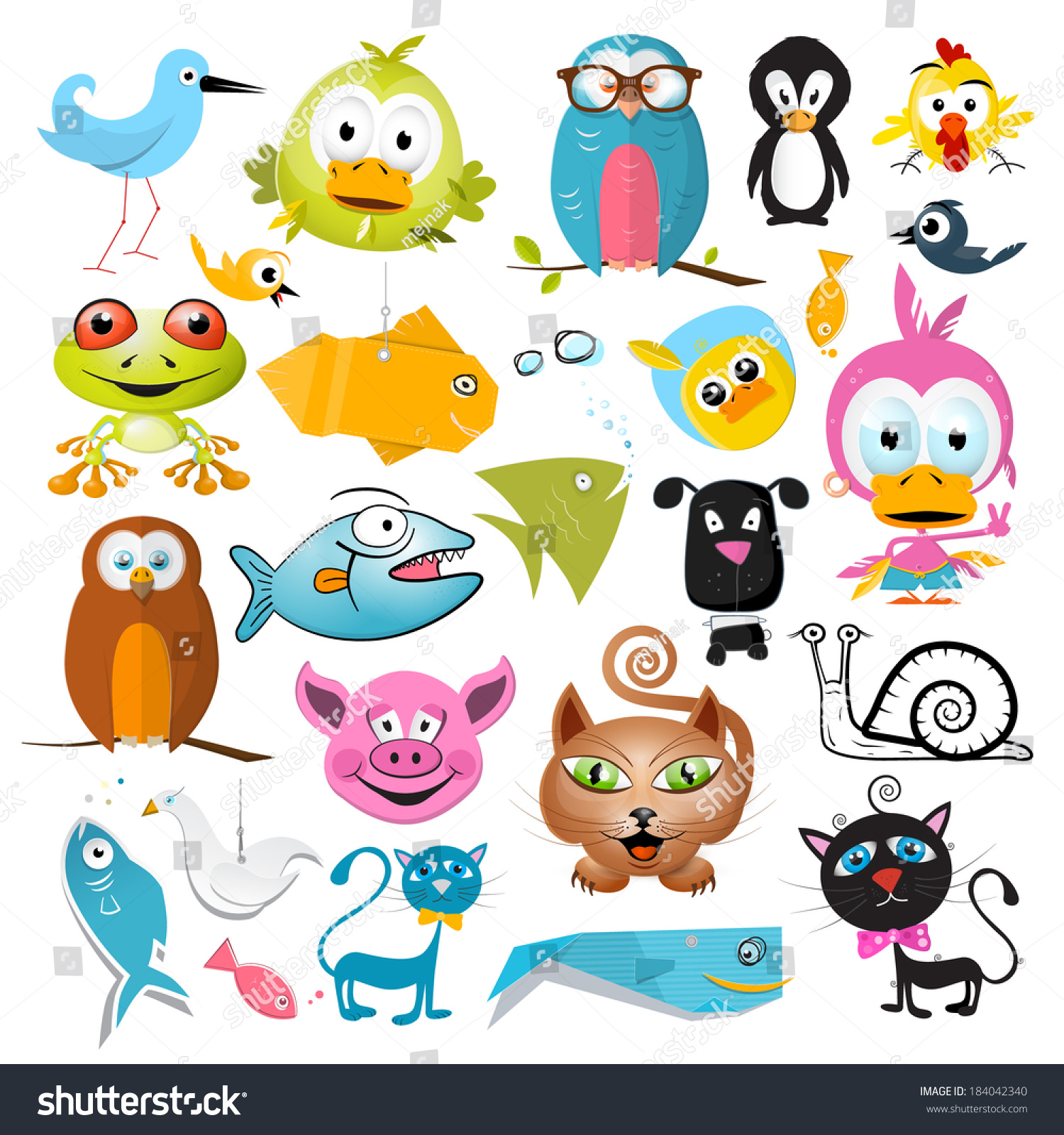 Animals Set Isolated On White Background Stock Illustration 184042340 ...