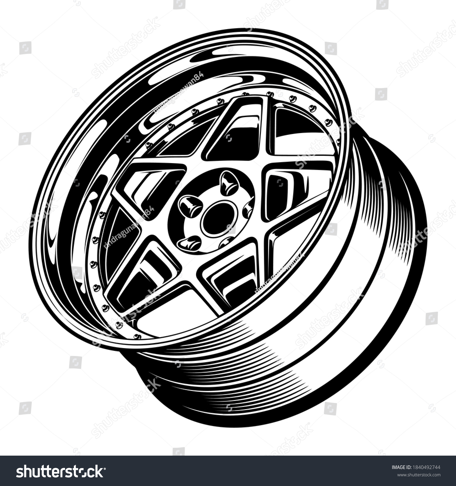 Car Wheels Rims Line Art Silhouette Stock Vector (Royalty Free ...