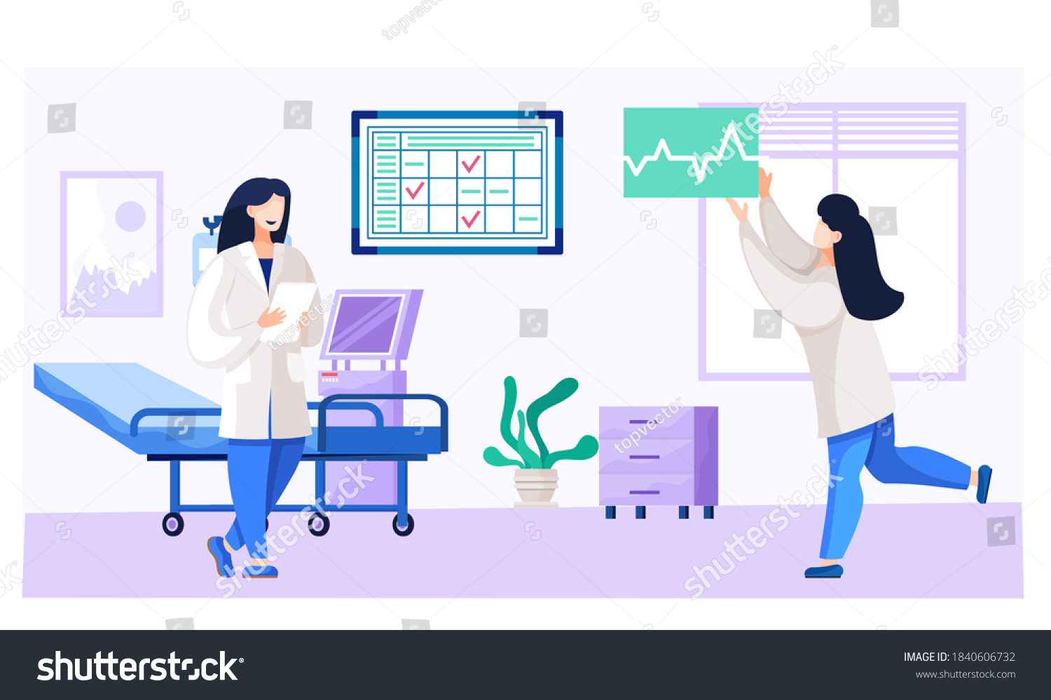 Cartoon Female Doctor Medical Office Holding Stock Vector (Royalty Free ...