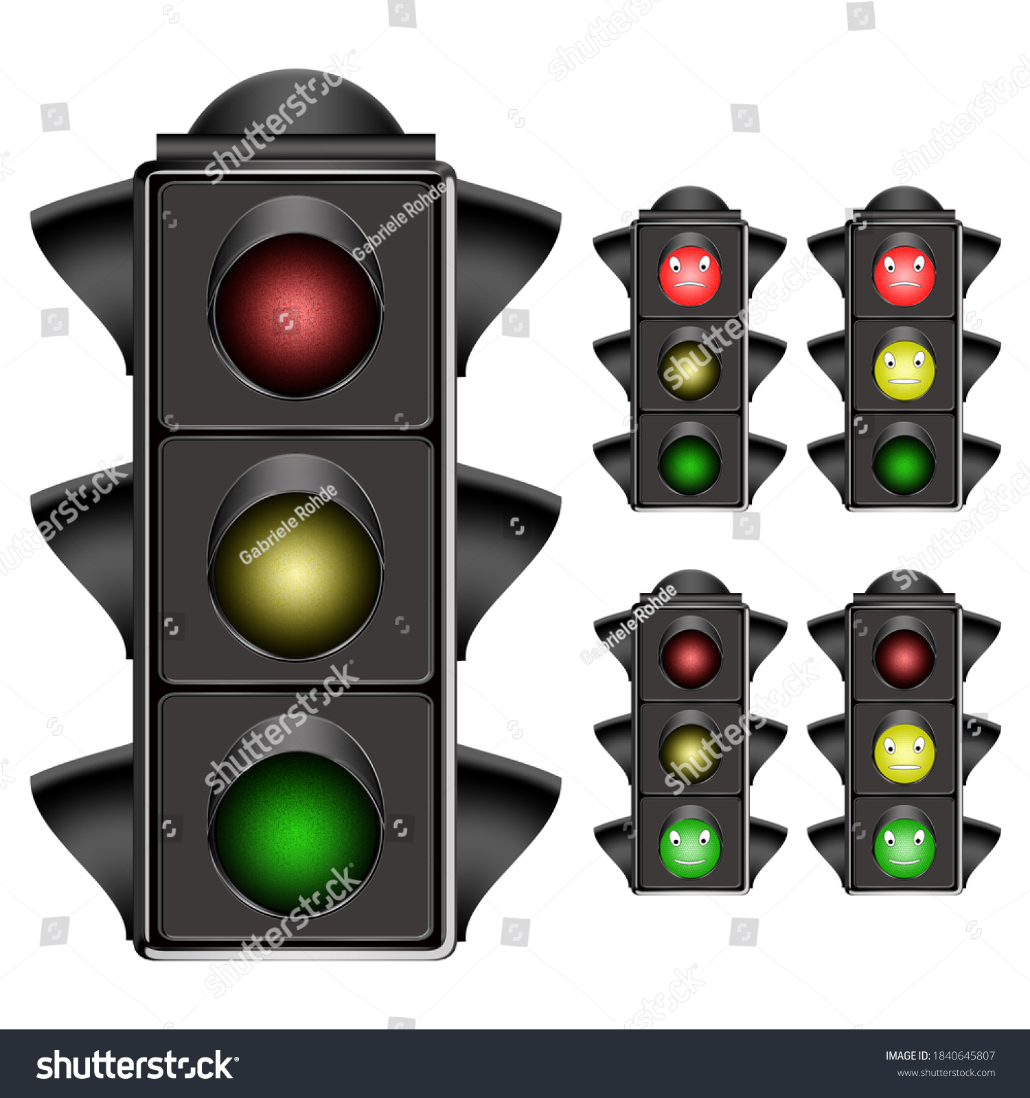 Collage Traffic Lights Isolated On White Stock Illustration 1840645807 ...