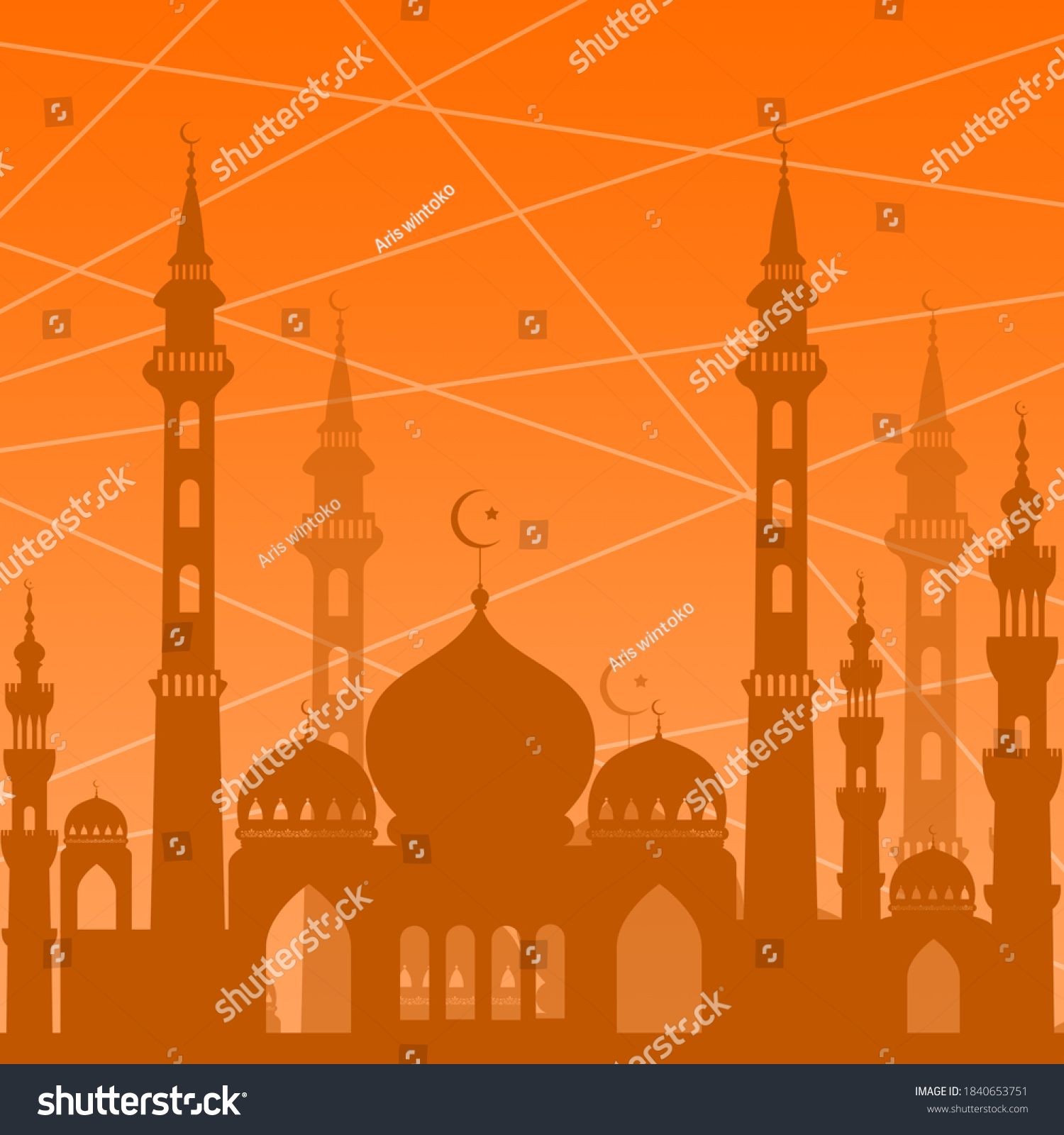 Stripe Orange Islamic Mosque Background Stock Illustration 1840653751 ...