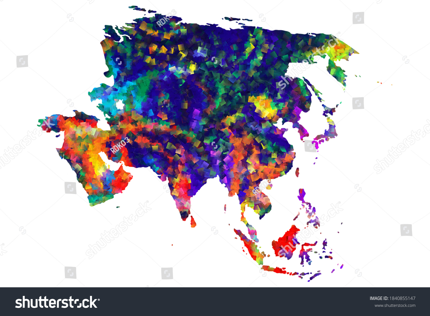 Colorful Asia Map Vector Design Stock Vector Royalty Free 1840855147