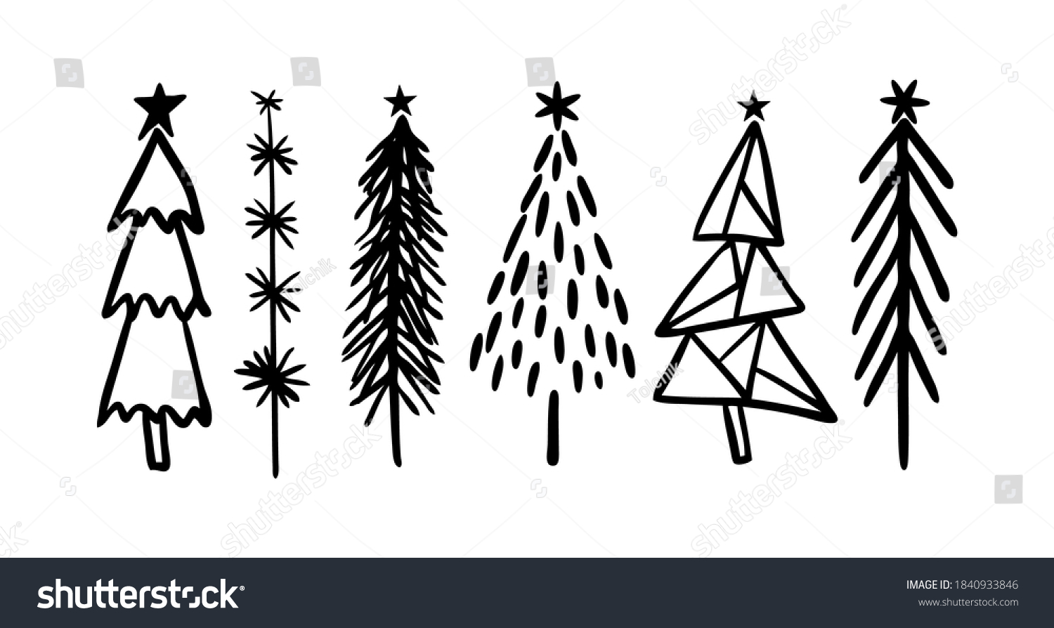 Rustic Christmas Tree Winter Forest Vector Stock Vector Royalty Free 1840933846 Shutterstock 2627