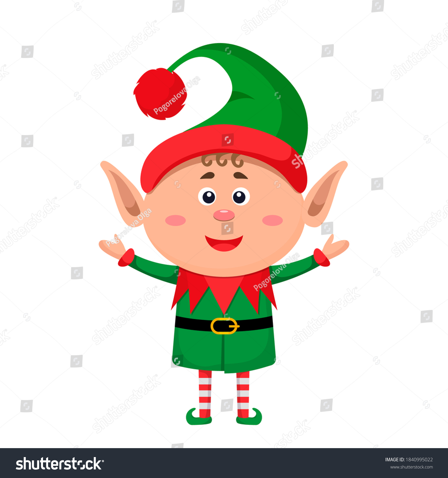 Little Character Funny Elf Suit Vector Stock Vector (Royalty Free ...