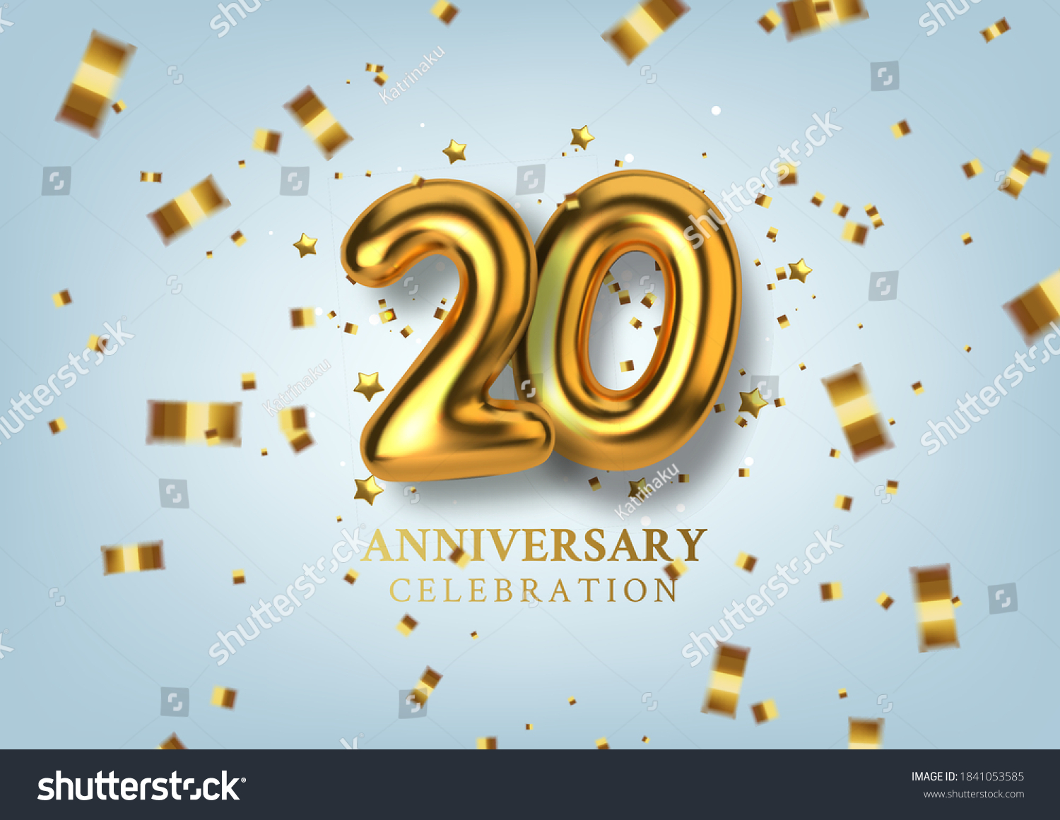 20th Anniversary Celebration Number Form Golden Stock Vector (Royalty ...