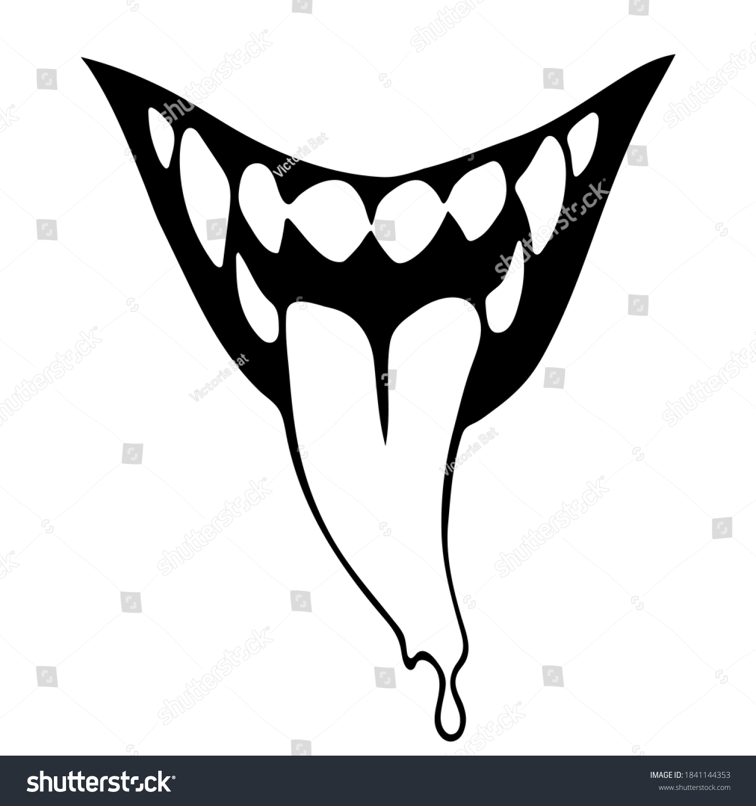 Mouth Monster Protruding Tongue Fangs Stock Vector (Royalty Free ...