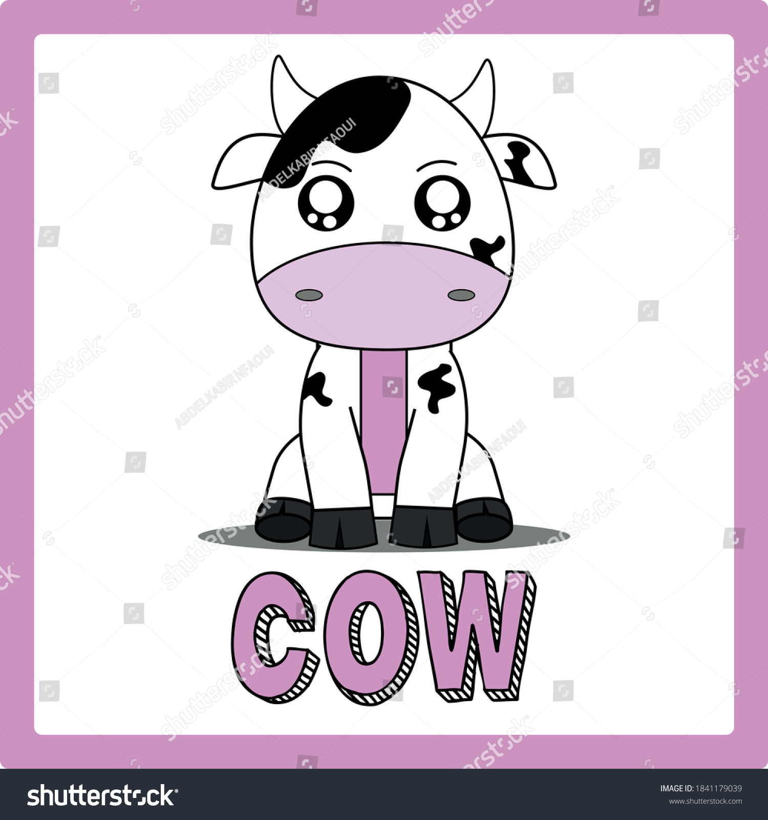 Cute Kawaii Chibi Cow Animal Clipart Stock Vector (Royalty Free ...